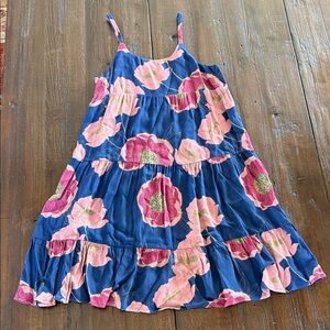 Vibrant Floral Kids Dress in Blue and Pink